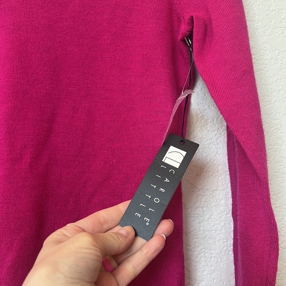 NWT Carol Little Sweater V Neck Merino Wool Pink Size Small - Picture 4 of 11